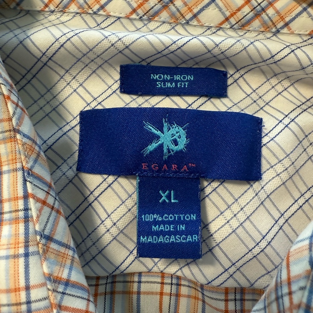 Egara Blue and Orange Casual Button Down Shirt - Picture 2 of 3